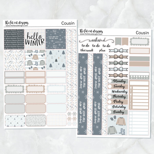 Winter Days Weekly Planner Sticker Kit for the Hobonichi Cousin