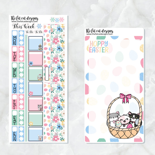 Easter Fun with Flora Lily and Bud Cats Planner Stickers for the Hobonichi Weeks