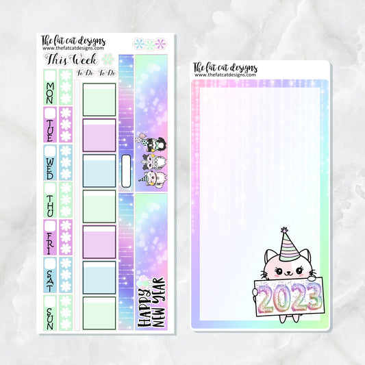 New Years 2023 Celebration Planner Stickers for the Hobonichi Weeks