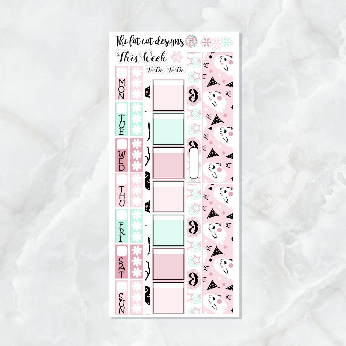 Pink Halloween Ghosts Planner Stickers for the Hobonichi Weeks