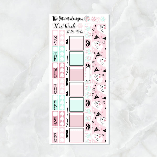 Pink Halloween Ghosts Planner Stickers for the Hobonichi Weeks