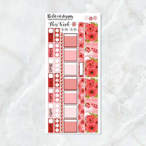 Red Poppies Planner Stickers for the Hobonichi Weeks