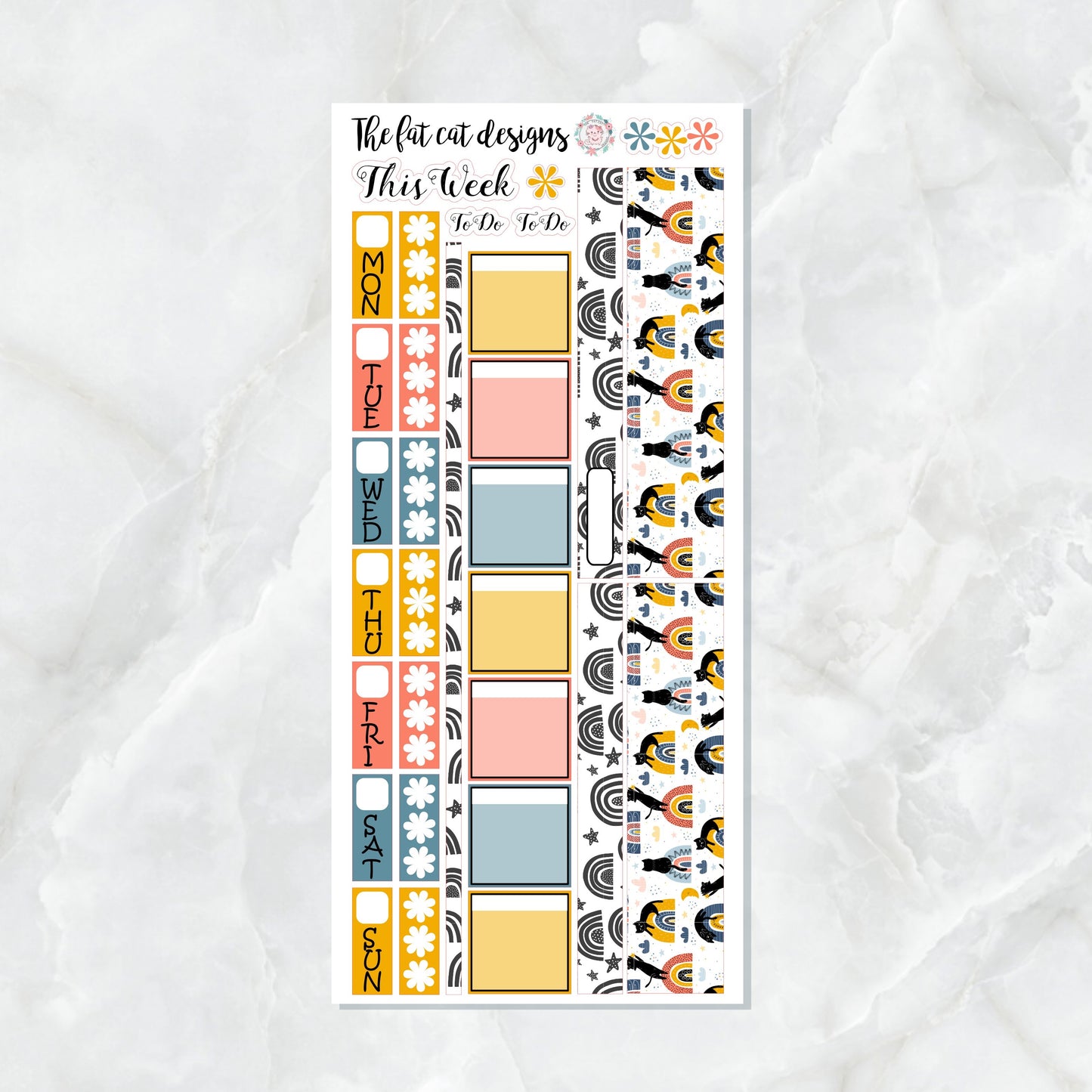 Rainbow Cat Planner Stickers for the Hobonichi Weeks