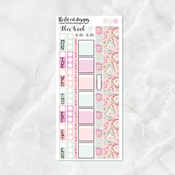 Spring Tea Party Planner Stickers for the Hobonichi Weeks