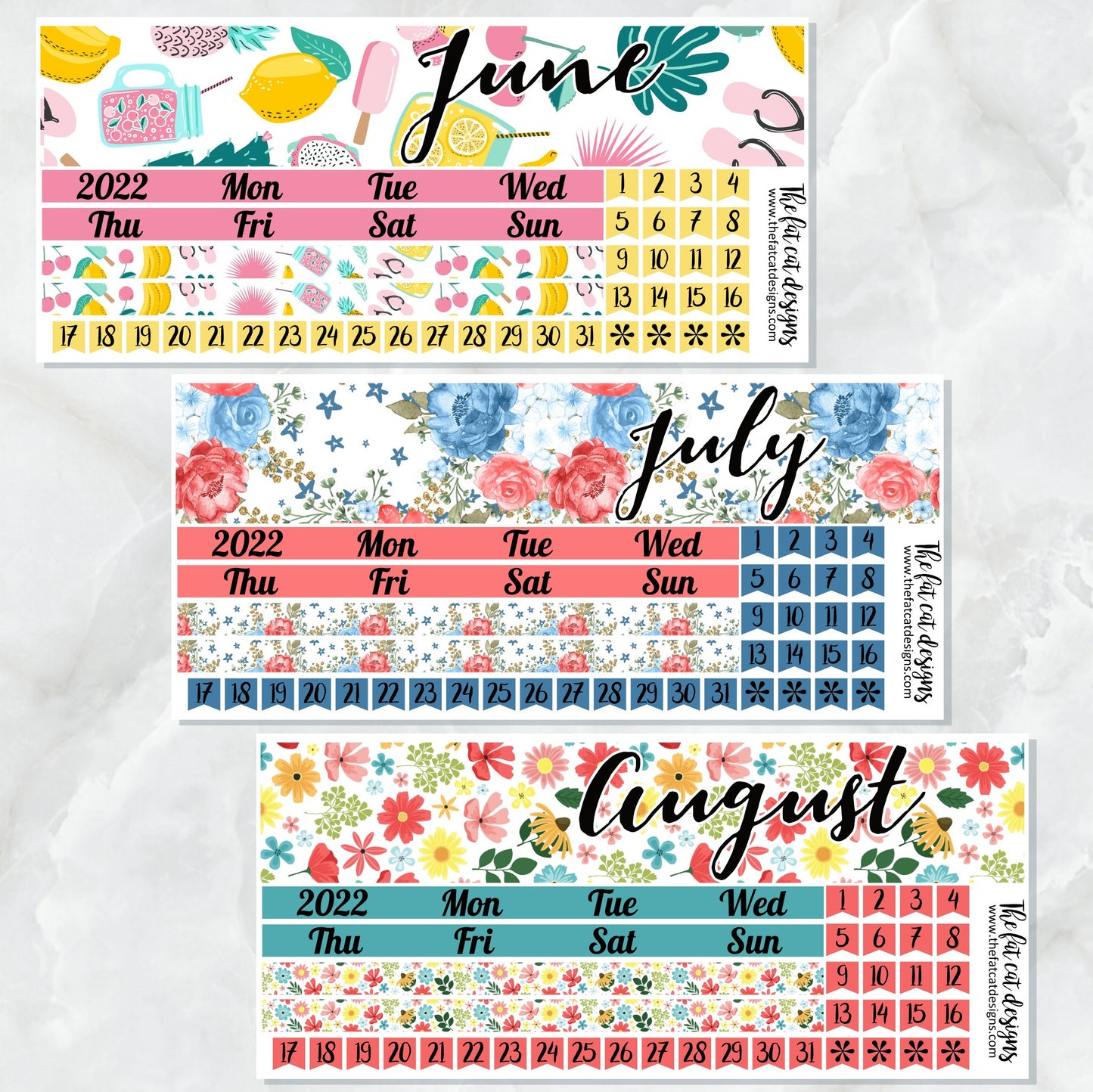 2022 Monthly Planner Stickers for the Hobonichi Cousin or A5 Day Free