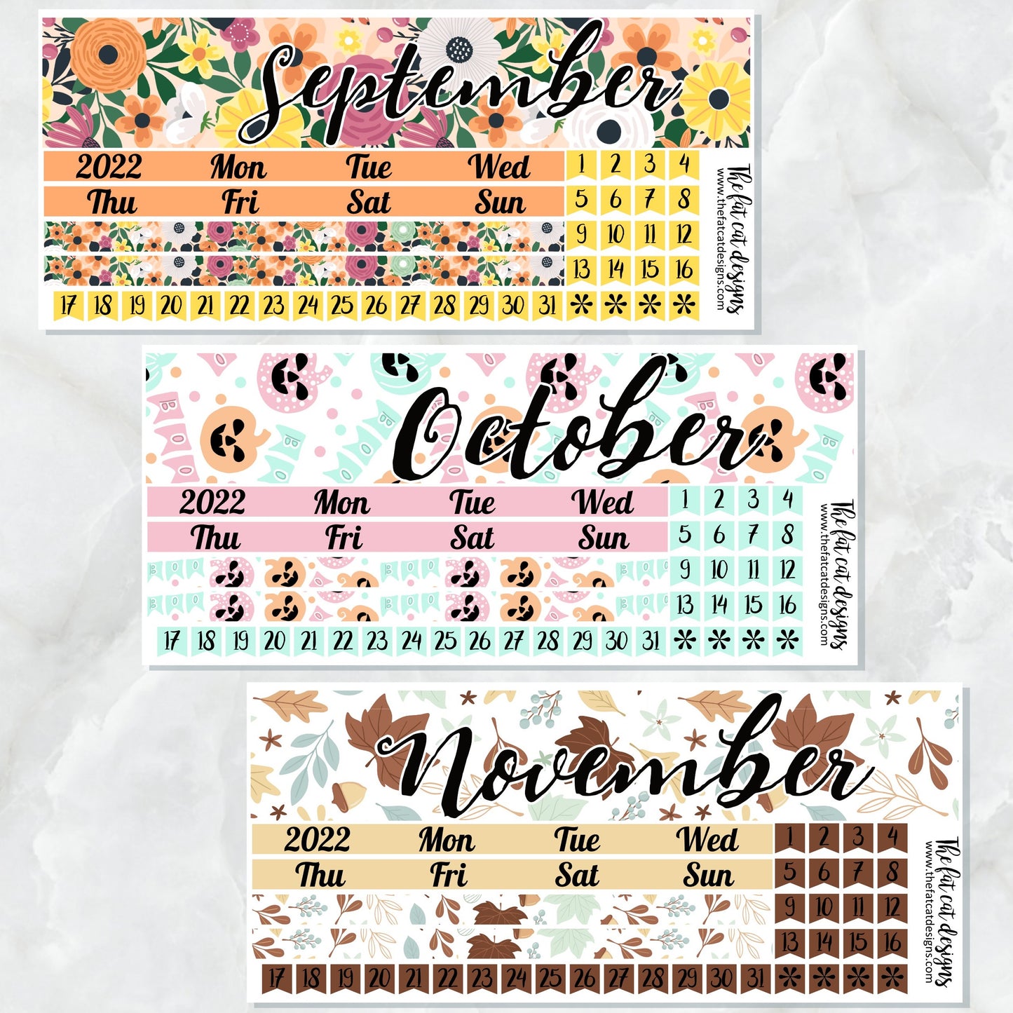 2022 Monthly Planner Stickers for the Hobonichi Cousin or A5 Day Free