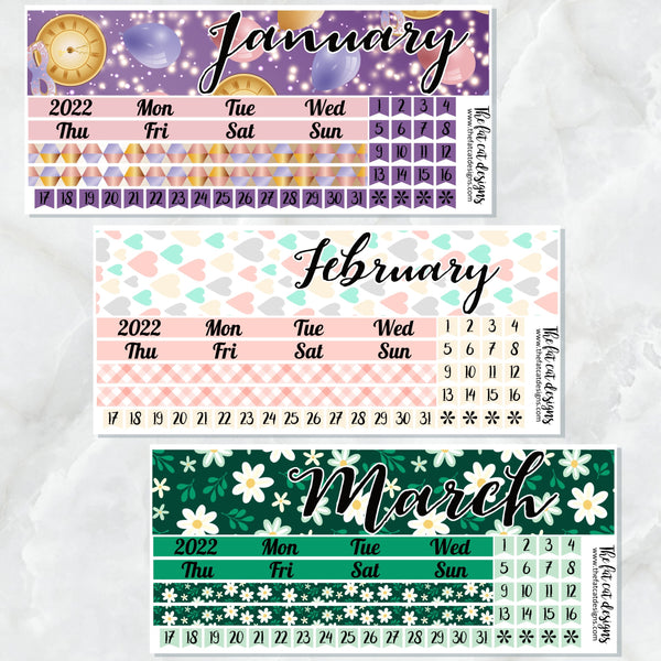 2022 Monthly Planner Stickers for the Hobonichi Cousin or A5 Day Free