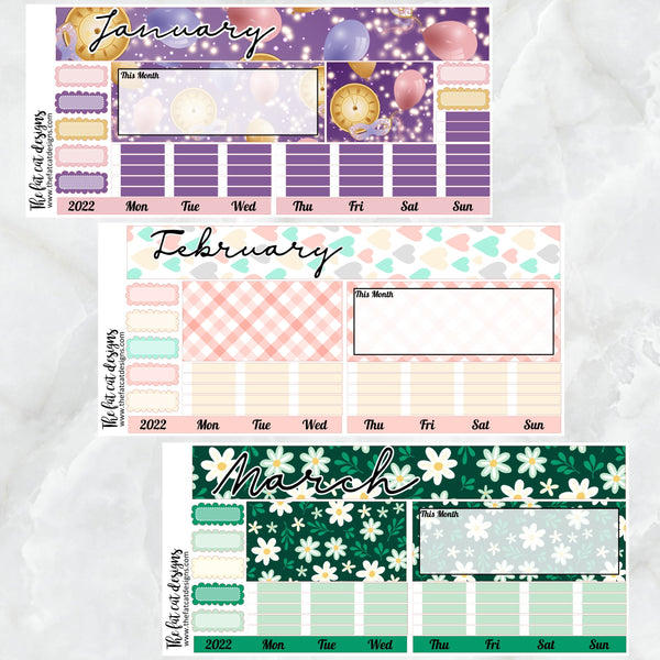 2022 Monthly Planner Stickers for the Hobonichi Weeks