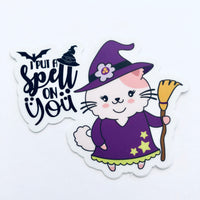 Flora Halloween Witch Waterproof Vinyl Decal Cat Die Cut Sticker for Planners Notebooks Journals Dashboards Hobonichi Weeks Covers