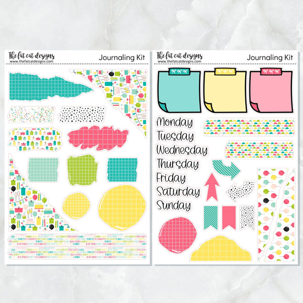 Birthday Celebration Journaling Kit for Hobonichi Bullet Journals Planner Stickers