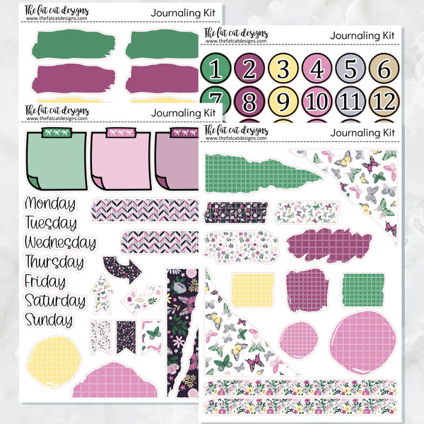 Butterfly Garden Journaling Kit for Hobonichi Bullet Journals Planner Stickers