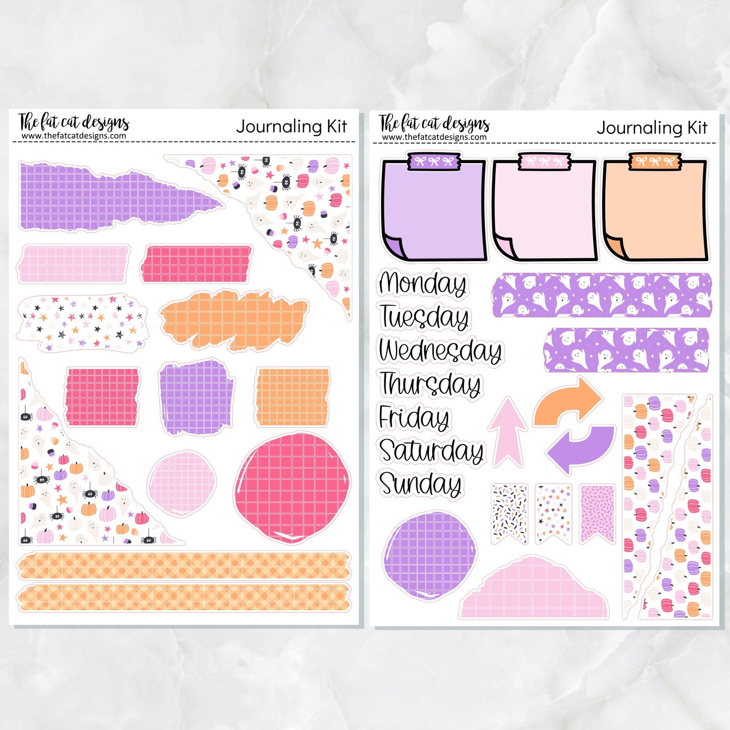 Halloween Pastel Journaling Kit for Hobonichi Bullet Journals Planner Stickers