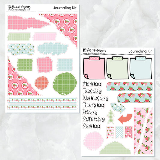 Strawberry Patch Journaling Kit for Hobonichi Bullet Journals Planner Stickers