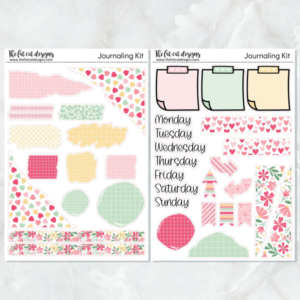 Sweet Valentine Journaling Kit for Hobonichi Bullet Journals Planner Stickers
