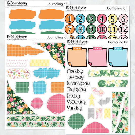 Tropical Vacation Journaling Kit for Hobonichi Bullet Journals Planner Stickers