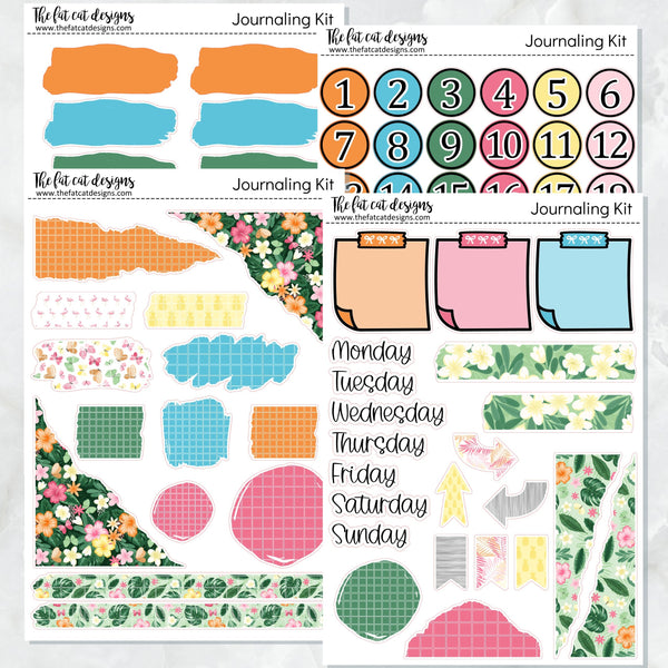Tropical Vacation Journaling Kit for Hobonichi Bullet Journals Planner Stickers