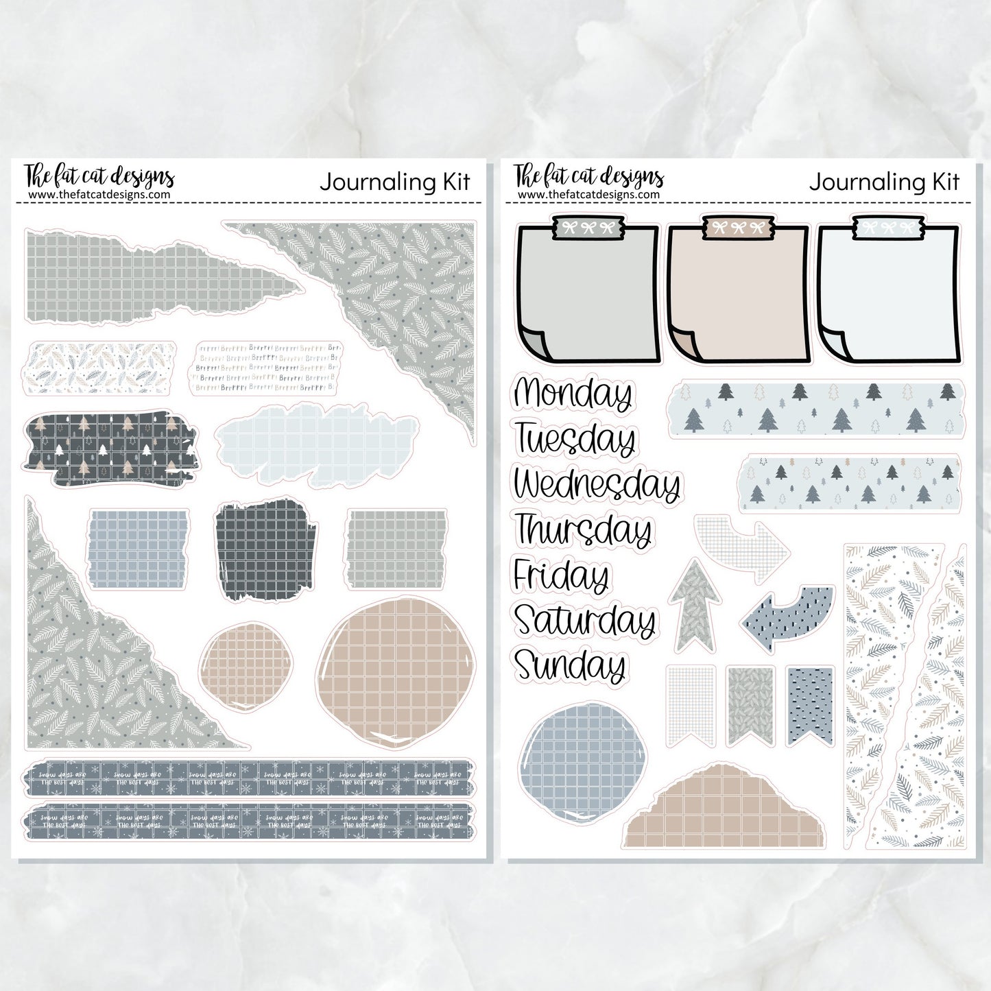 Winter Days Journaling Kit for Hobonichi Bullet Journals Planner Stickers