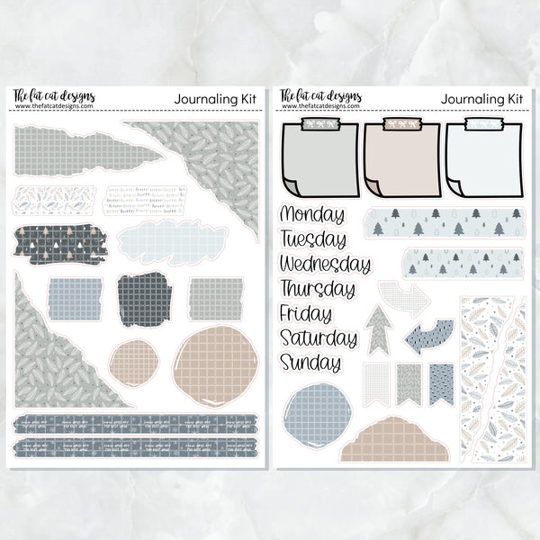 Winter Days Journaling Kit for Hobonichi Bullet Journals Planner Stickers