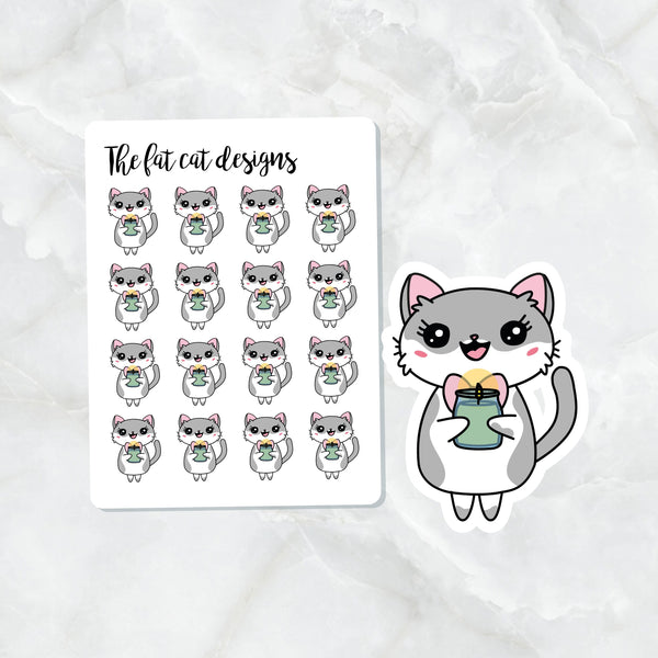 Lily Cat Candle Love Shopping Die Cut and Sticker Sheet Set for Personal Planner Happy Planner Bullet Journal Travelers Notebooks