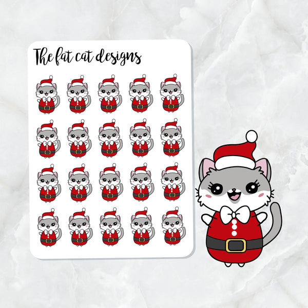 Lily dressed as Santa Die Cut and Sticker Sheet Set for Personal Planner Happy Planner Bullet Journal Travelers Notebooks