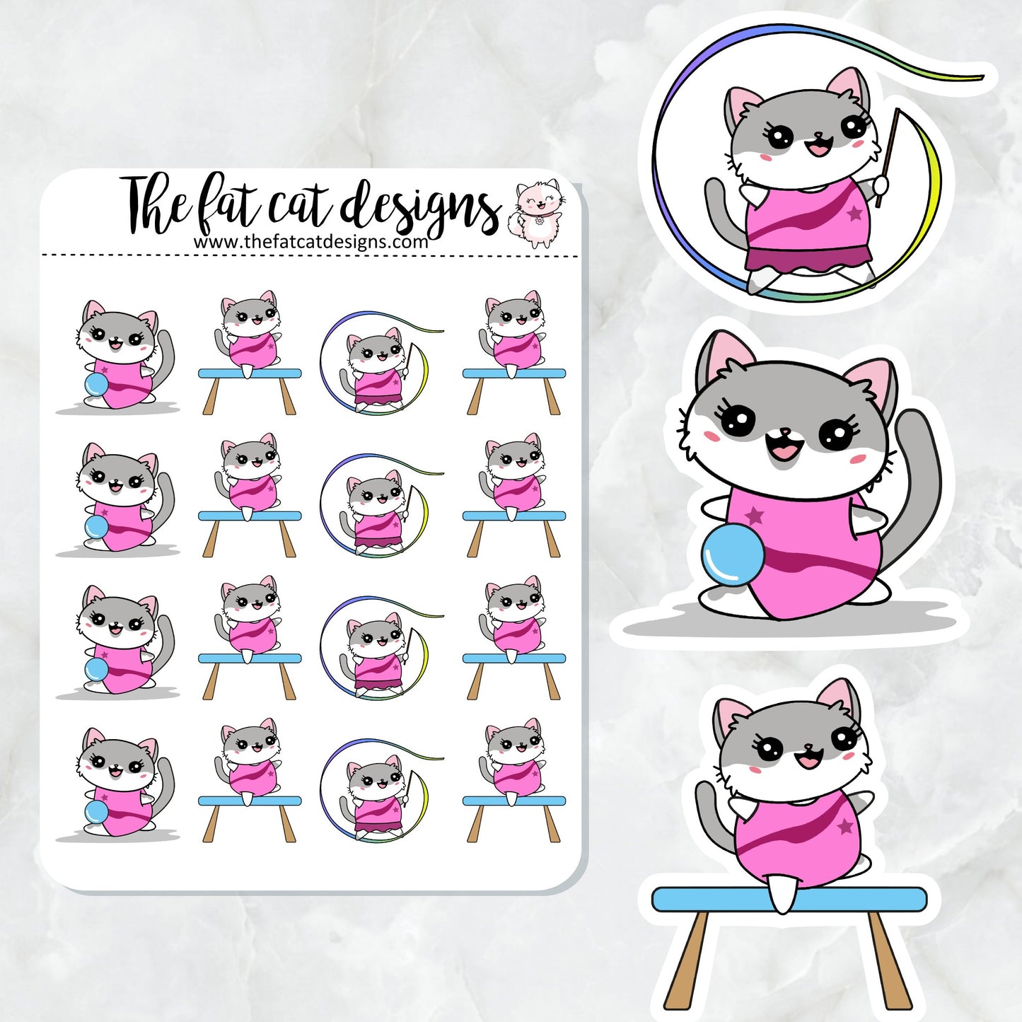 Lily Loves Gymnastics Exclusive Cat Die Cut Sticker Sheet