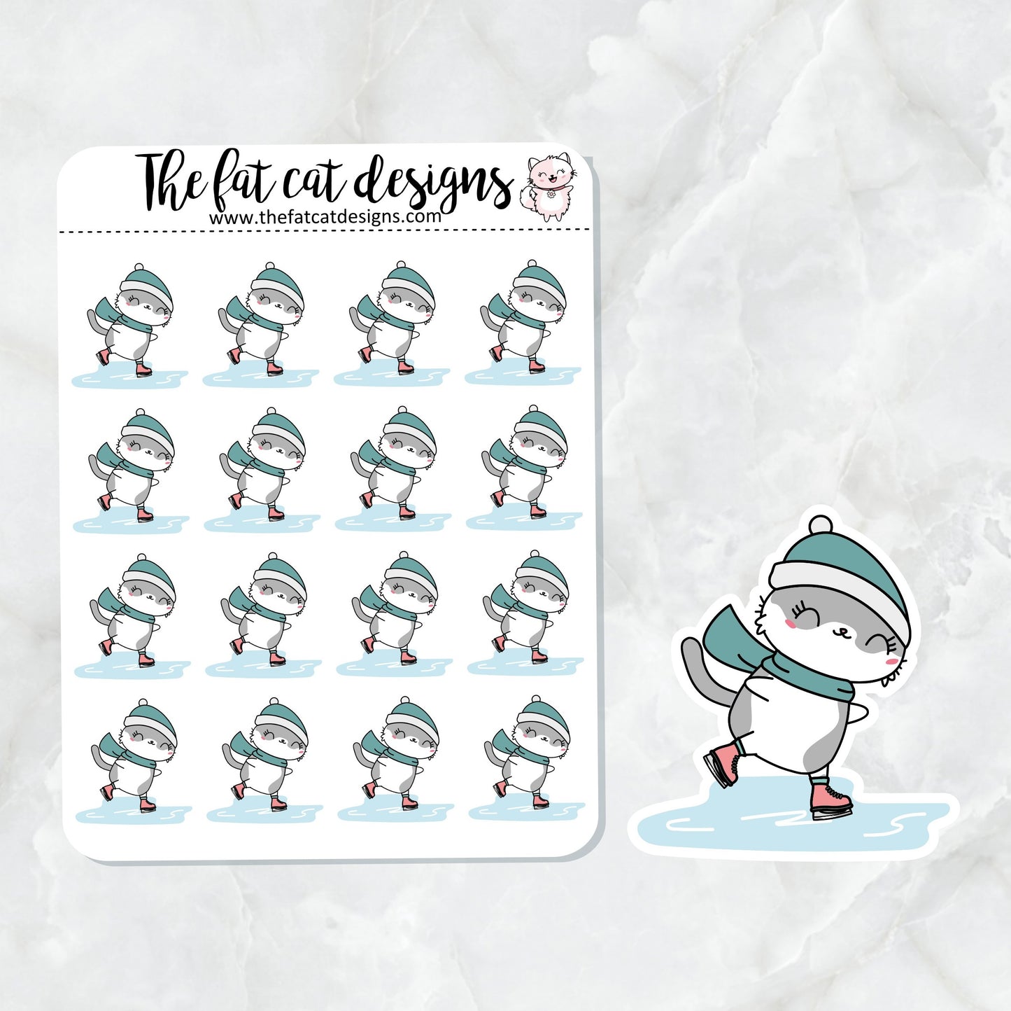 Lily loves to Ice Skate Exclusive Cat Die Cut Sticker Sheet