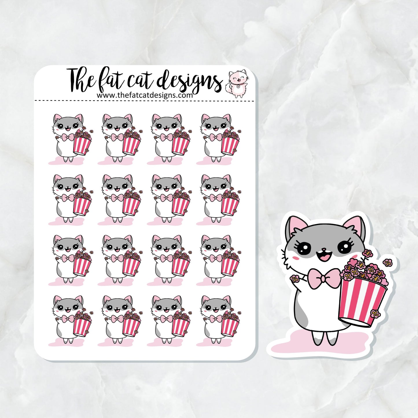 Lily loves Pink Popcorn Exclusive Cat Die Cut Sticker Sheet