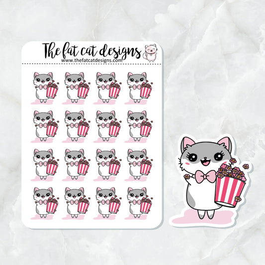 Lily loves Pink Popcorn Exclusive Cat Die Cut Sticker Sheet
