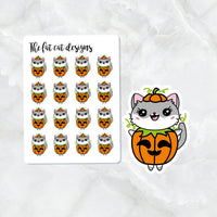 Lily Cat Halloween Pumpkin Costume Die Cut and Sticker Sheet Set for  Personal Planner Happy Planner Bullet Journal Travelers Notebooks