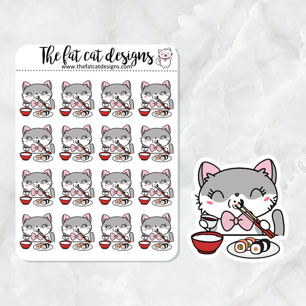 Lily Loves Sushi Exclusive Cat Die Cut Sticker Sheet