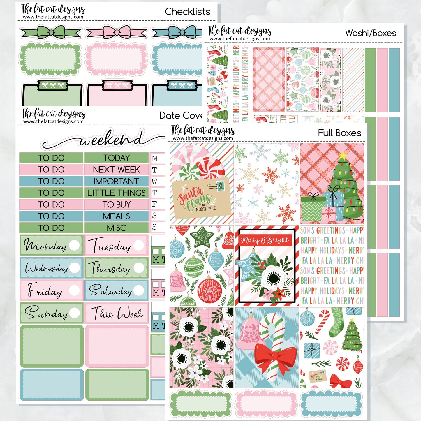 Merry and Bright Christmas Planner Stickers Standard Weekly Kit