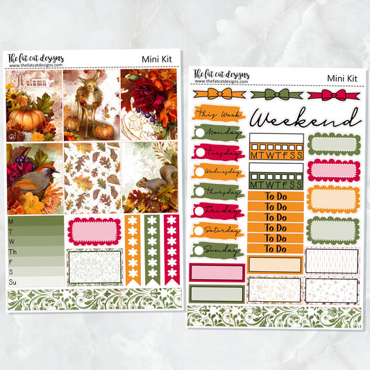 Autumn Colors Fall Mini Planner Sticker Kit for the Printpression B6 Erin Condren Travelers Notebooks