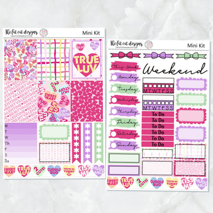 Be My Valentine Candy Hearts Mini Planner Sticker Kit for the Printpression B6