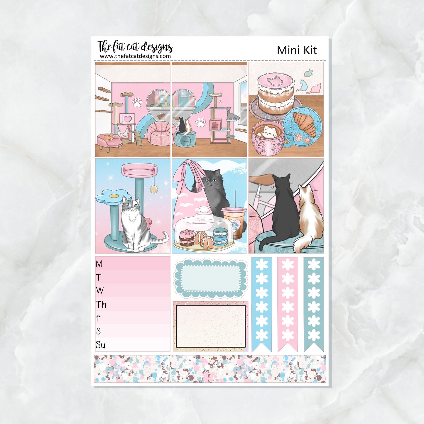 A Day at the Cat Cafe Planner Stickers Mini Kit Printpression B6