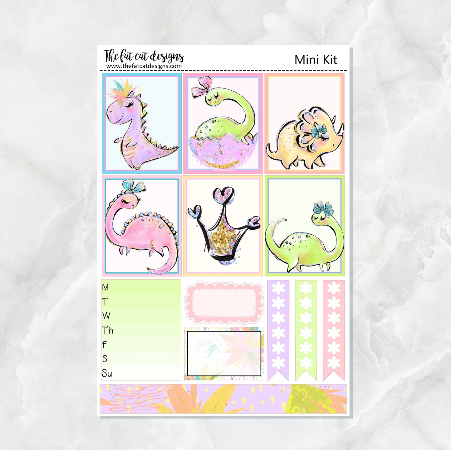 Cute Dinosaurs Mini Planner Sticker Kit for the Printpression B6 Erin Condren Travelers Notebooks