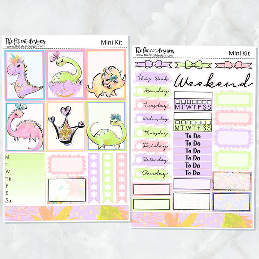 Cute Dinosaurs Mini Planner Sticker Kit for the Printpression B6 Erin Condren Travelers Notebooks