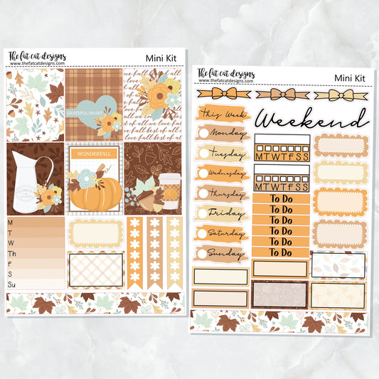 WonderFall Fall Pumpkins Planner Stickers Mini Kit Printpression B6