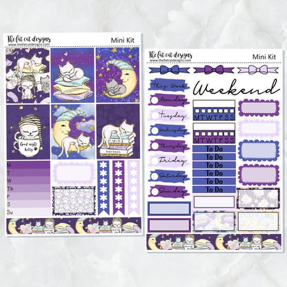 Goodnight Kitty Cat Planner Sticker Mini Kit for the Printpression B6