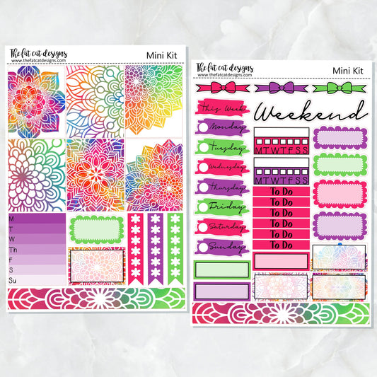 Mandala Rainbows Planner Stickers Mini Kit Printpression B6
