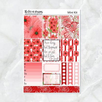 Red Poppies Planner Stickers Mini Kit Printpression B6