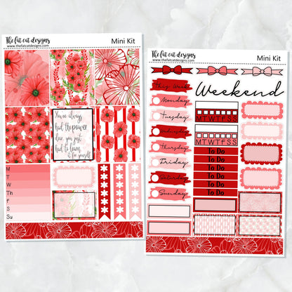 Red Poppies Planner Stickers Mini Kit Printpression B6