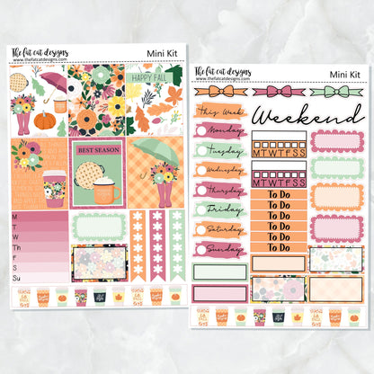 Pumpkin Spice Fall Planner Stickers Mini Kit Printpression B6