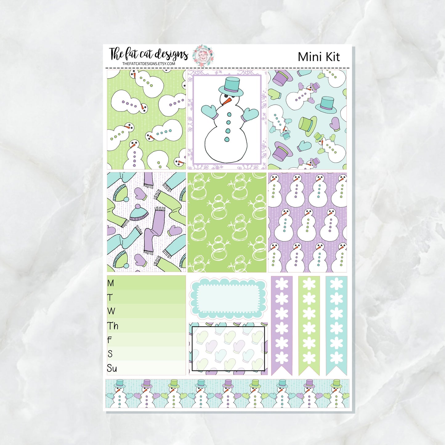 Snowman Fun Winter Mini Planner Sticker Kit for the Printpression B6