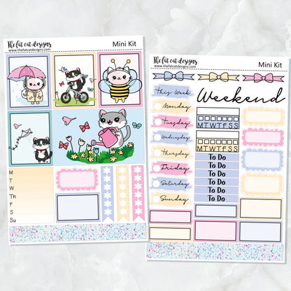Springtime with Flora Lily and Bud Mini Planner Sticker Kit for the Printpression B6 Travelers Notebooks