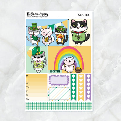 St. Patrick's Fun Cats Mini Planner Sticker Kit for the Printpression B6 Erin Condren Travelers Notebooks