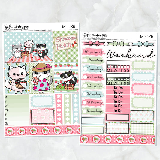 Flora Lily and Bud at the Strawberry Patch Mini Planner Sticker Kit for the Printpression B6 Erin Condren Travelers Notebooks