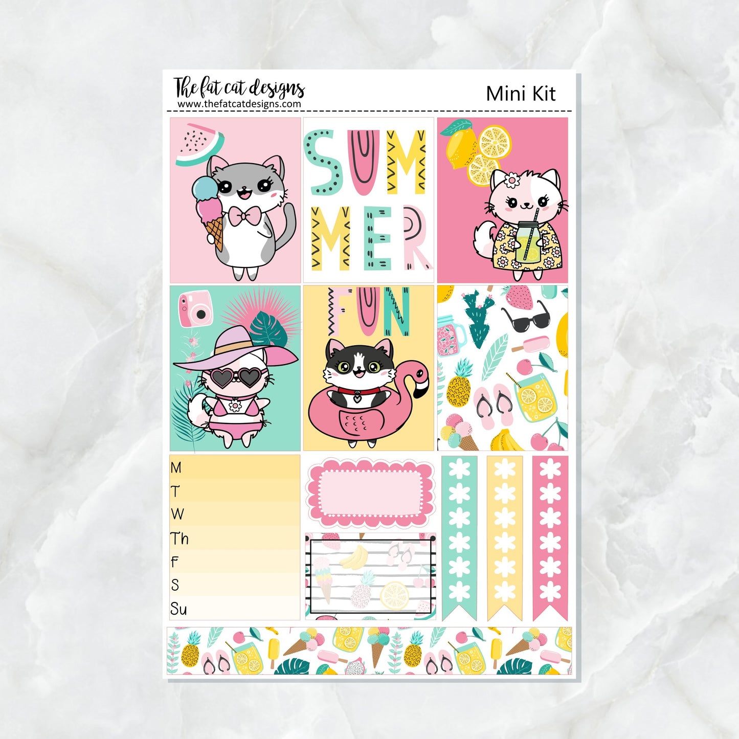 Summer Fun with Flora, Lily and Bud Planner Stickers Mini Kit Printpression B6