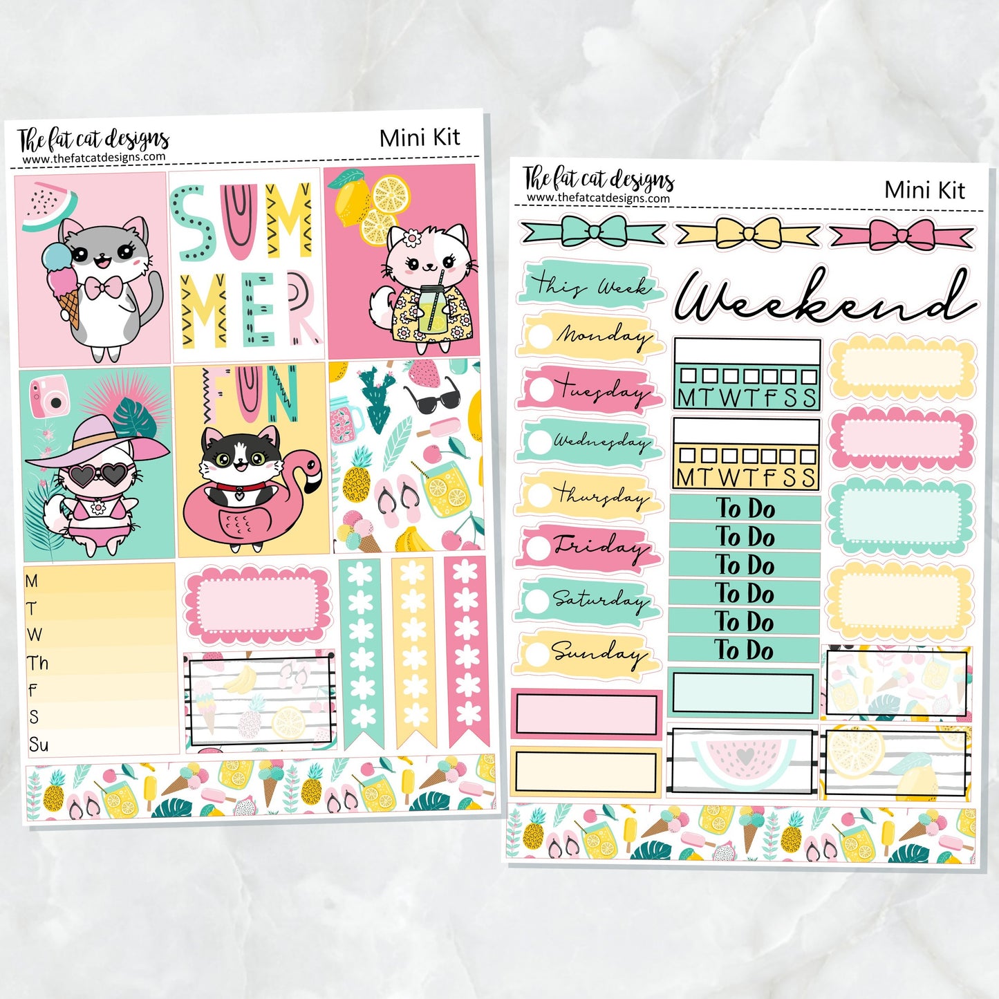 Summer Fun with Flora, Lily and Bud Planner Stickers Mini Kit Printpression B6