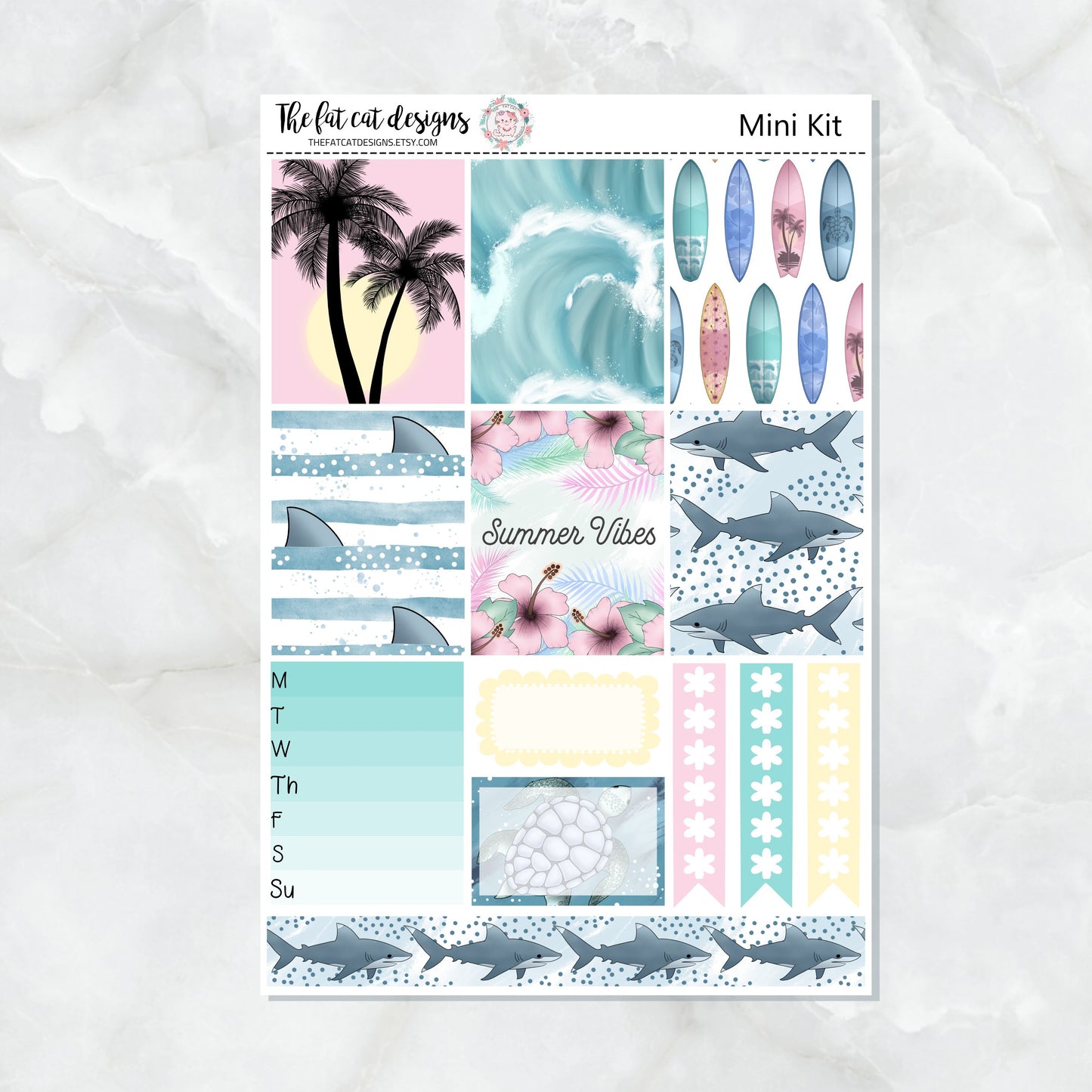 Summer Vibes Mini Planner Sticker Kit for the Printpression B6 Travelers Notebooks