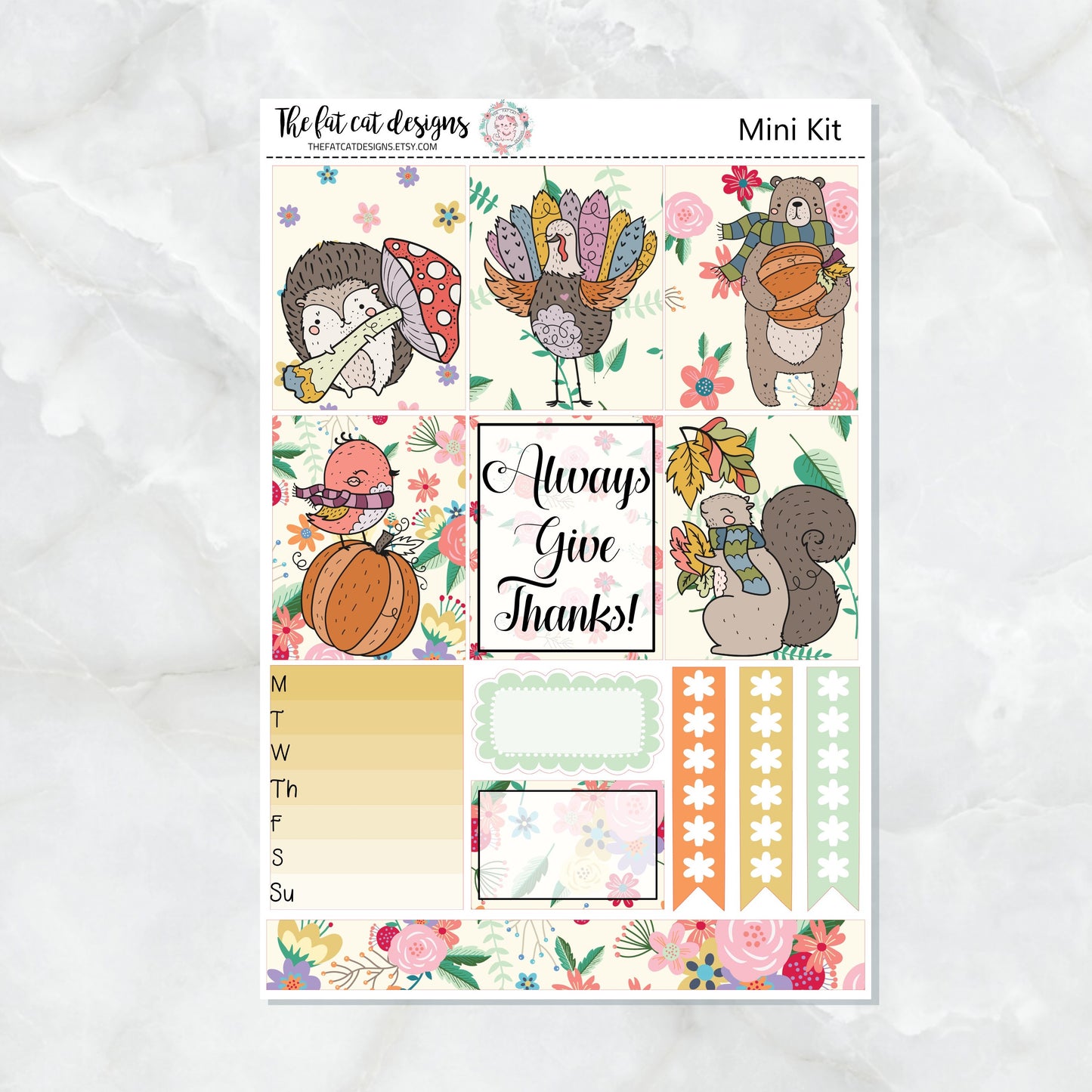 Thanksgiving Friends Planner Sticker Kit for the Printpression B6 Travelers Notebooks